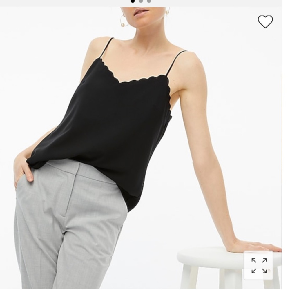 J.Crew Black Scalloped Cami Tank Top XXS